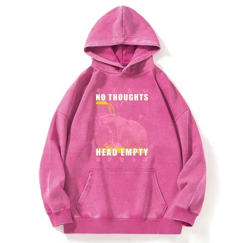No Thoughts Head Empty Washed Hoodie