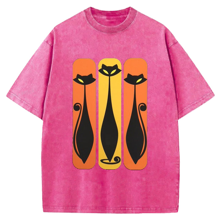 Vintage Flower Design Washed Crew Neck T-Shirt