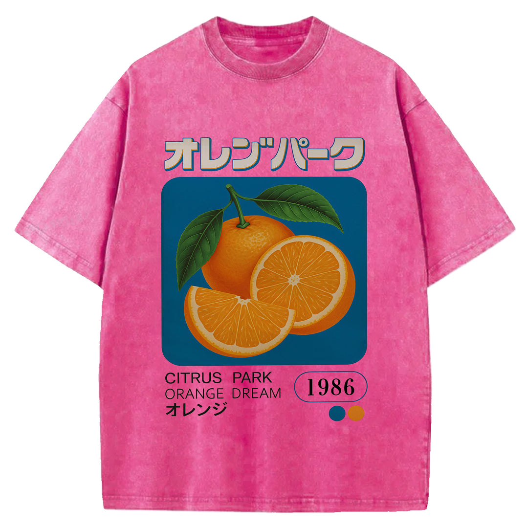 Citrus Park Orange Dream 1986 Washed Crew Neck T-Shirt