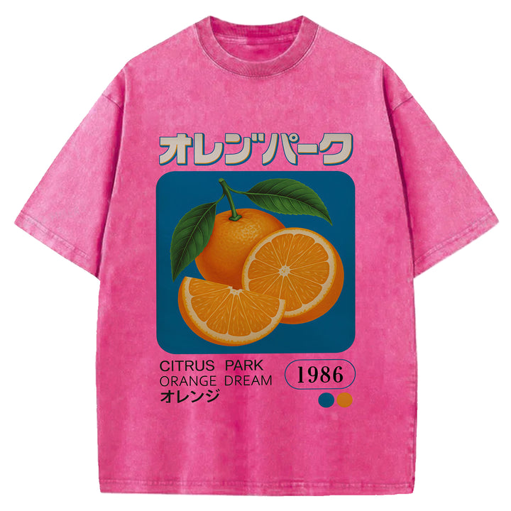 Citrus Park Orange Dream 1986 Washed Crew Neck T-Shirt