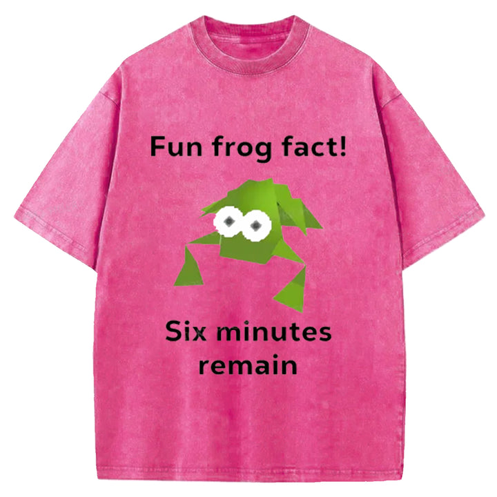 Fun Frog Fact Six Minutes Remain Washed Crew Neck T-Shirt