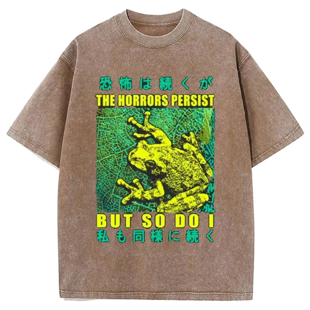 THE HORRORS PERSIST Washed Crew Neck T-shirt