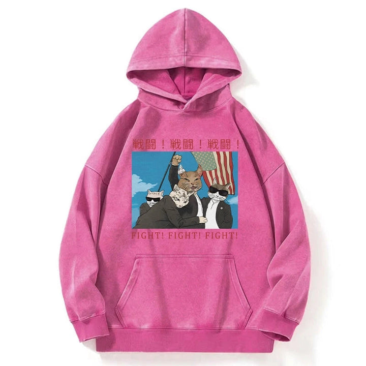 Fight Cat Japanese Washed Hoodie
