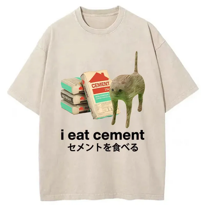 I Eat Cement Washed Crew Neck T-Shirt