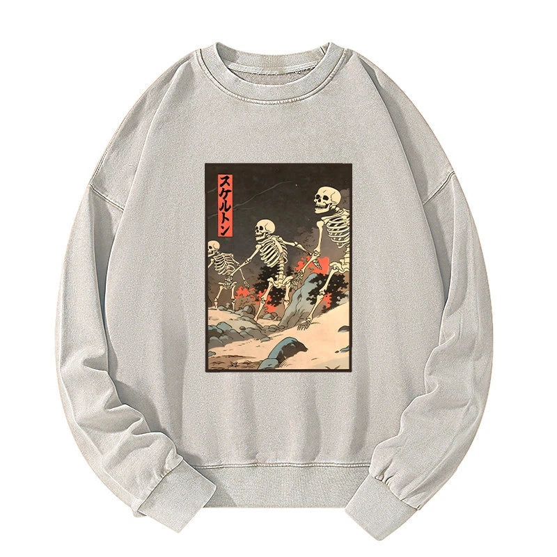 Japanese Rising Skeletons Washed Sweatshirt