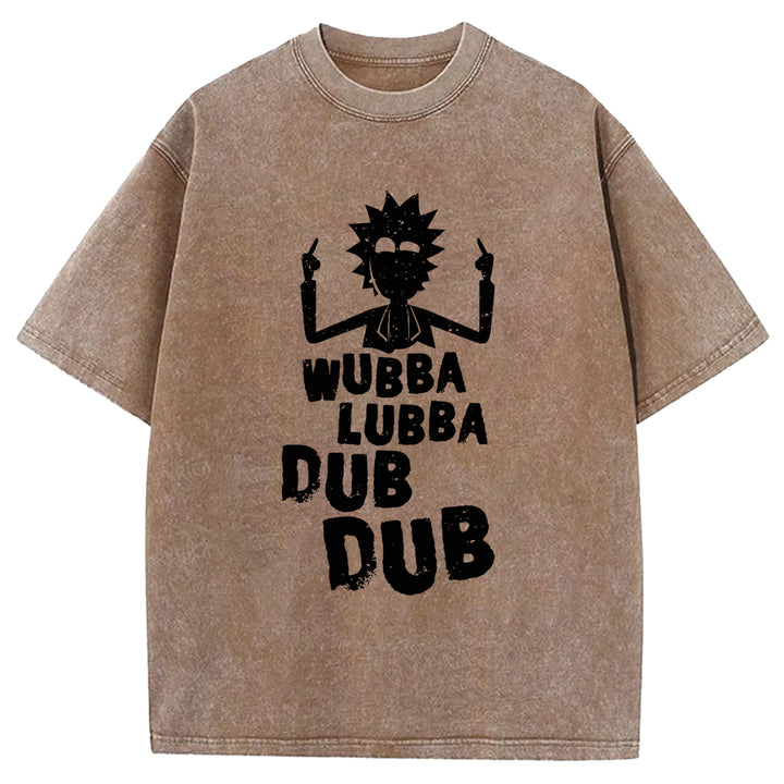 Funny Cartoon Washed Crew Neck T-shirt