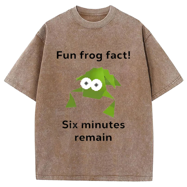 Fun Frog Fact Six Minutes Remain Washed Crew Neck T-Shirt