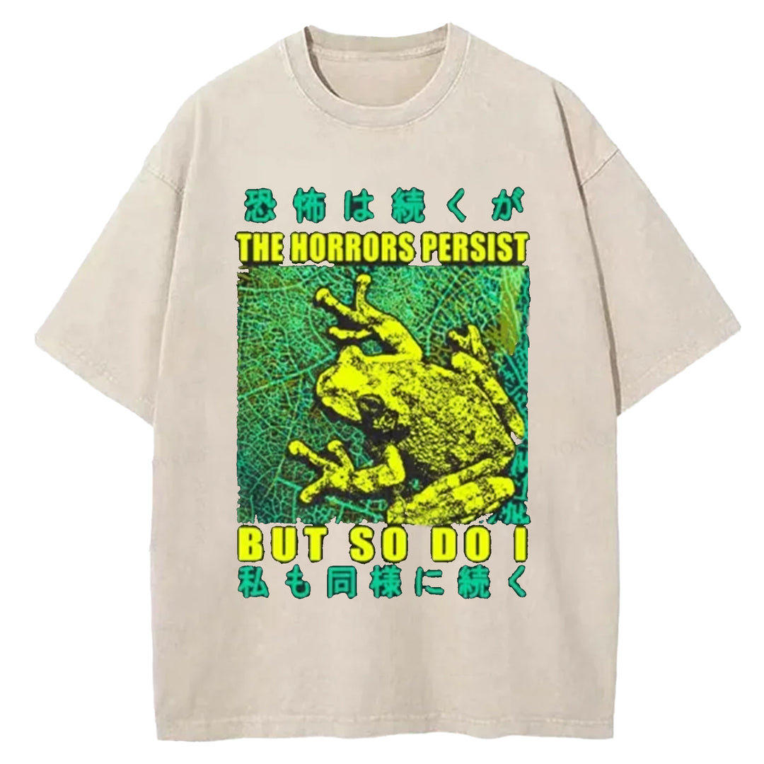 THE HORRORS PERSIST Washed Crew Neck T-shirt