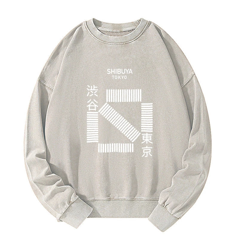 Japanese Shibuya Crossing Washed Sweatshirt