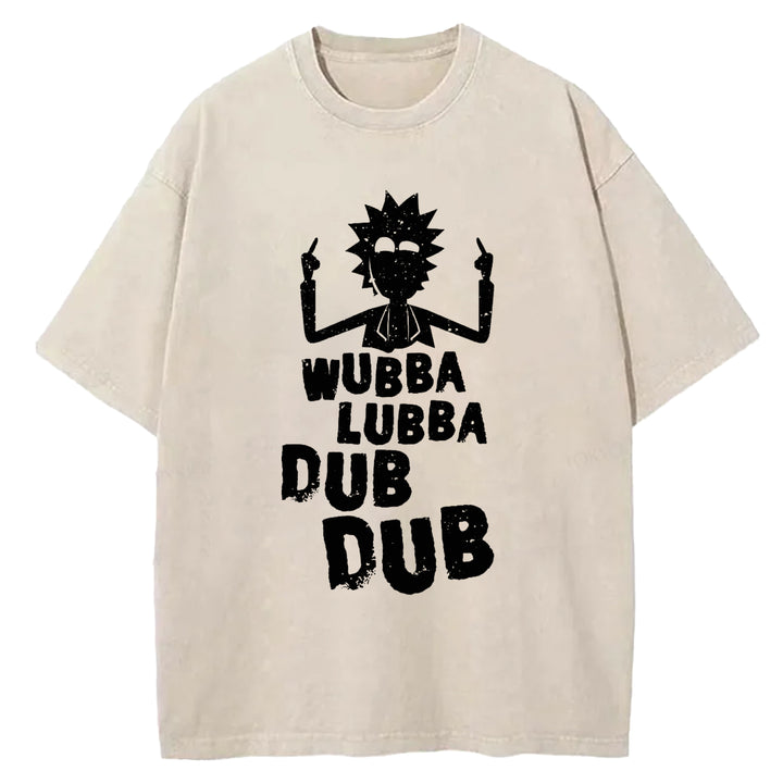 Funny Cartoon Washed Crew Neck T-shirt