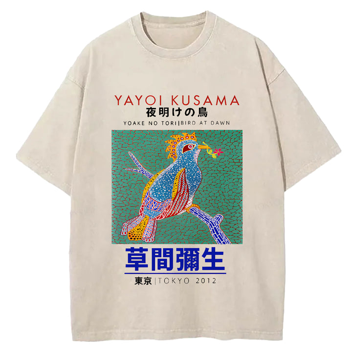 Yayoi Kusama Vintage Design Washed Crew Neck T-Shirt