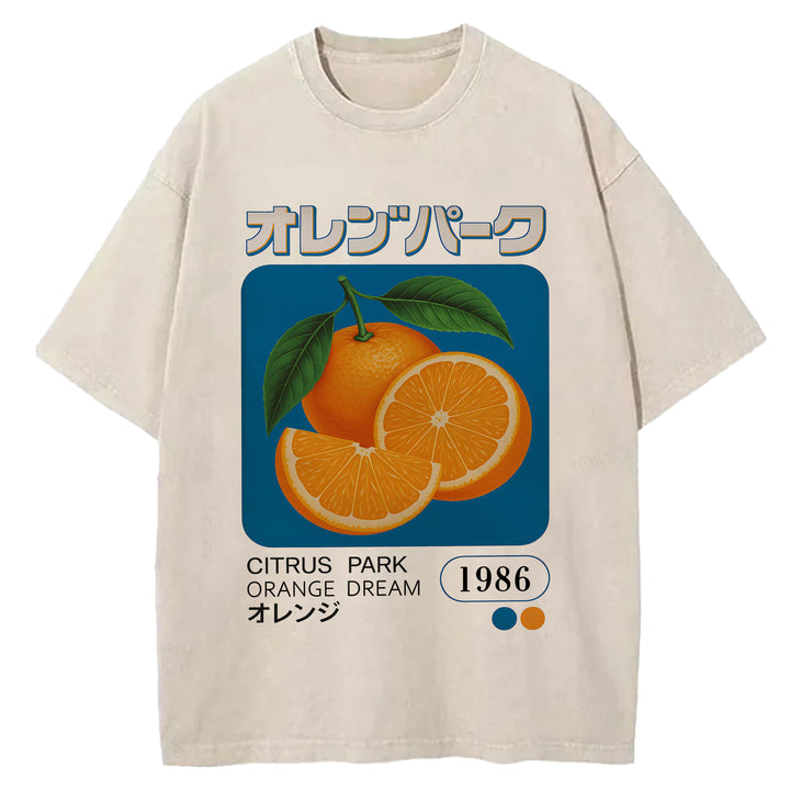 Citrus Park Orange Dream 1986 Washed Crew Neck T-Shirt