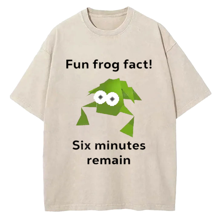 Fun Frog Fact Six Minutes Remain Washed Crew Neck T-Shirt