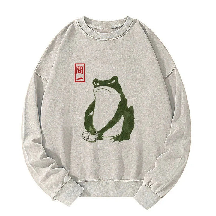 Woodblock Print Frog Washed Sweatshirt