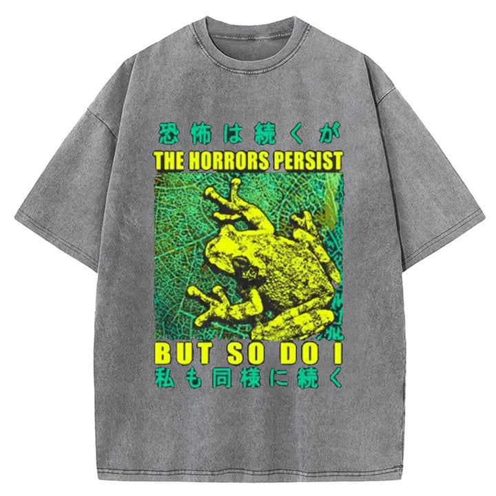 THE HORRORS PERSIST Washed Crew Neck T-shirt