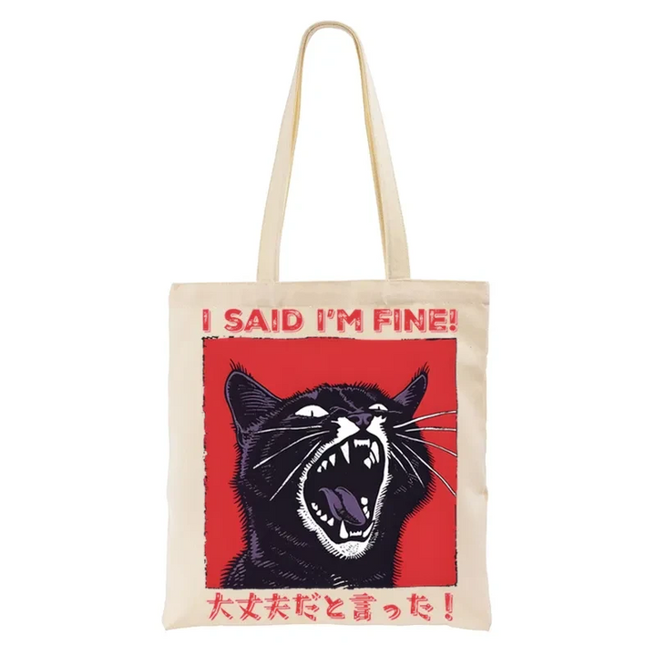 Angry Cat Japan Tote Bag
