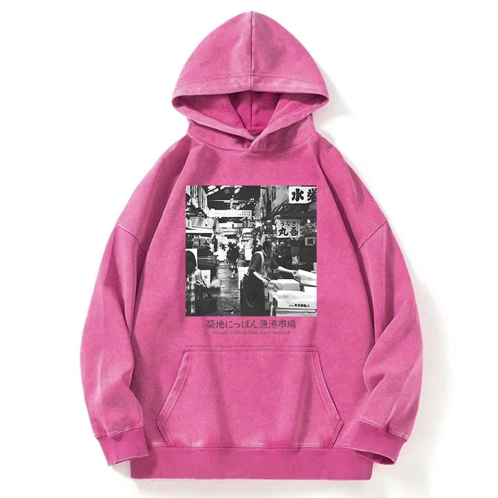 Tsukiji Fish Market Photo Washed Hoodie