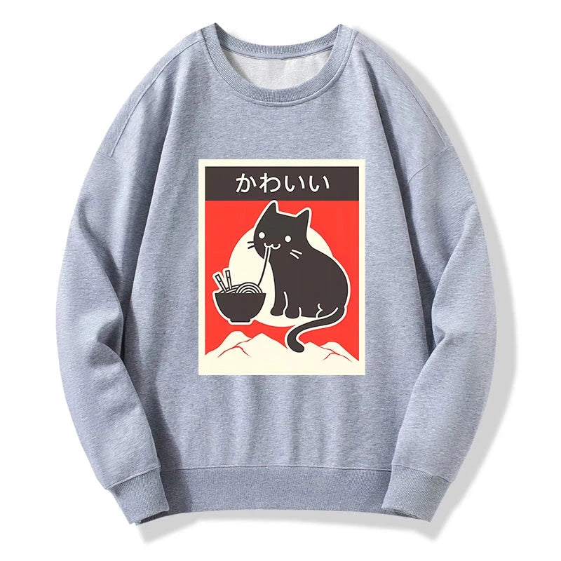 "Kawaii" Vintage Style Japenese Ramen Cat Sweatshirt