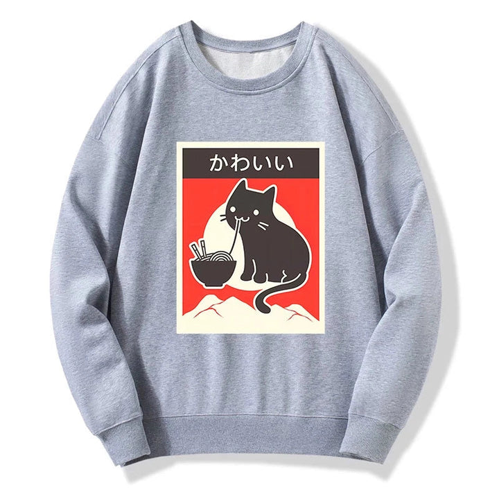 "Kawaii" Vintage Style Japenese Ramen Cat Sweatshirt