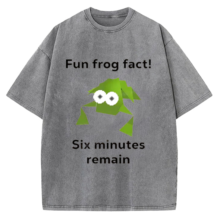Fun Frog Fact Six Minutes Remain Washed Crew Neck T-Shirt