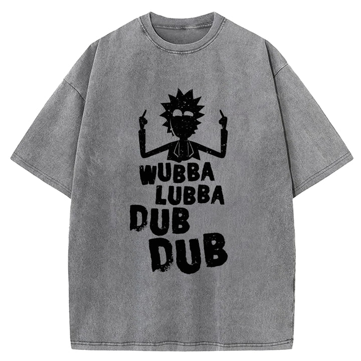 Funny Cartoon Washed Crew Neck T-shirt