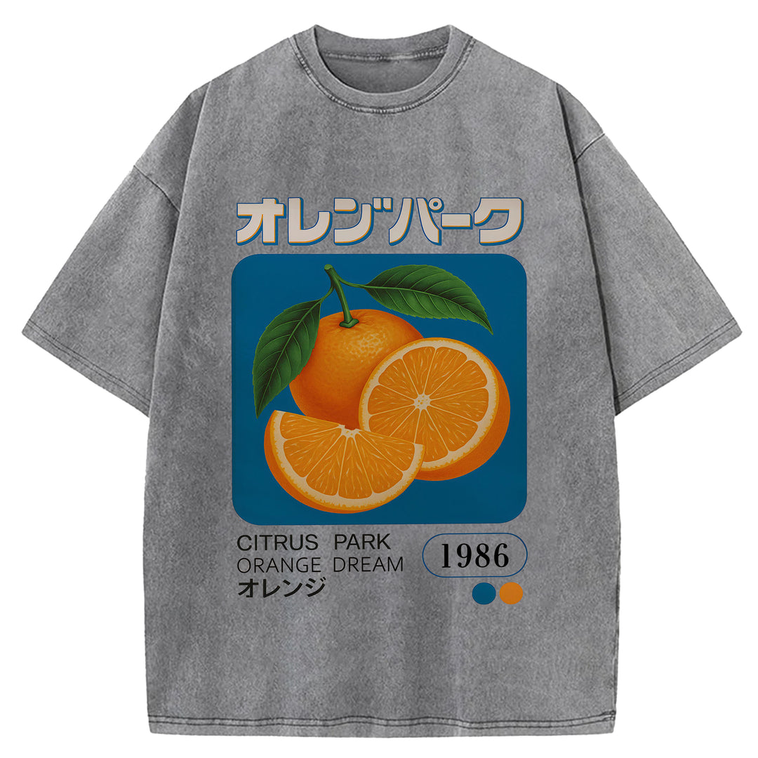 Citrus Park Orange Dream 1986 Washed Crew Neck T-Shirt