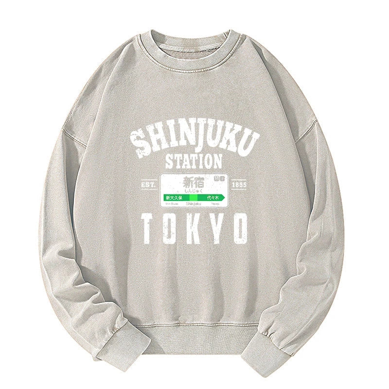 Shinjuku Station Yamanote Line Washed Sweatshirt