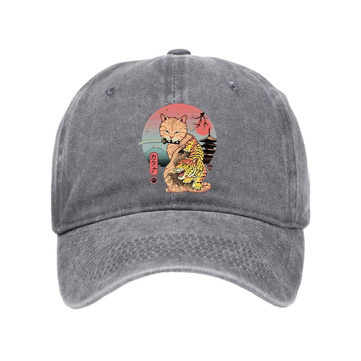 Katana Cat Tattoo Washed Cap