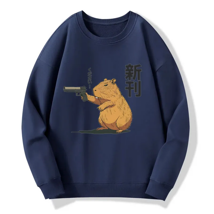 Capybara Holding A Gun Sweatshirt