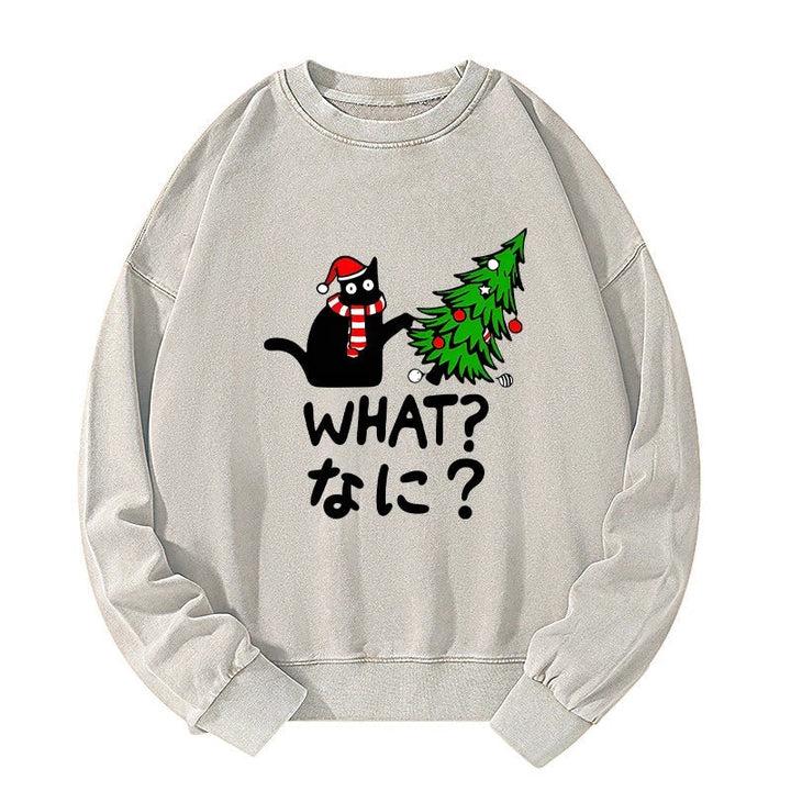 Naughty Cat Christmas Washed Sweatshirt