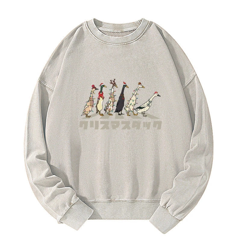 Funny Christmas Ducks Washed Sweatshirt