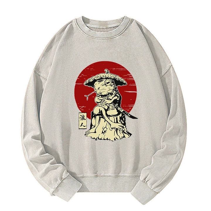 Rounin Japanese Frog Samurai Washed Sweatshirt