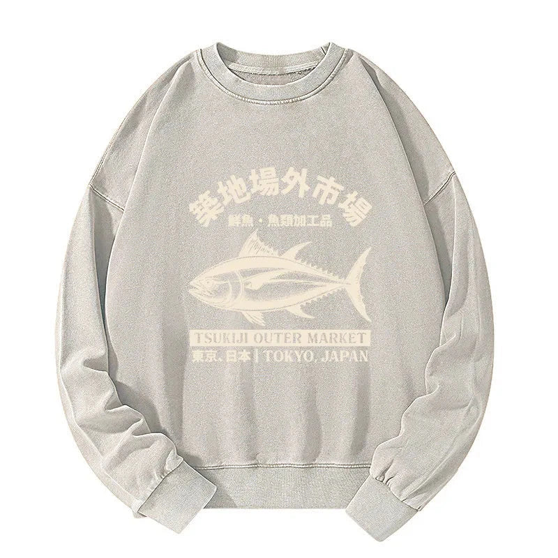 Japan Tsukiji Fish Market Washed Sweatshirt