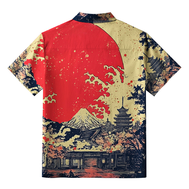 Traditional Japanese Scenery Button-up Shirt