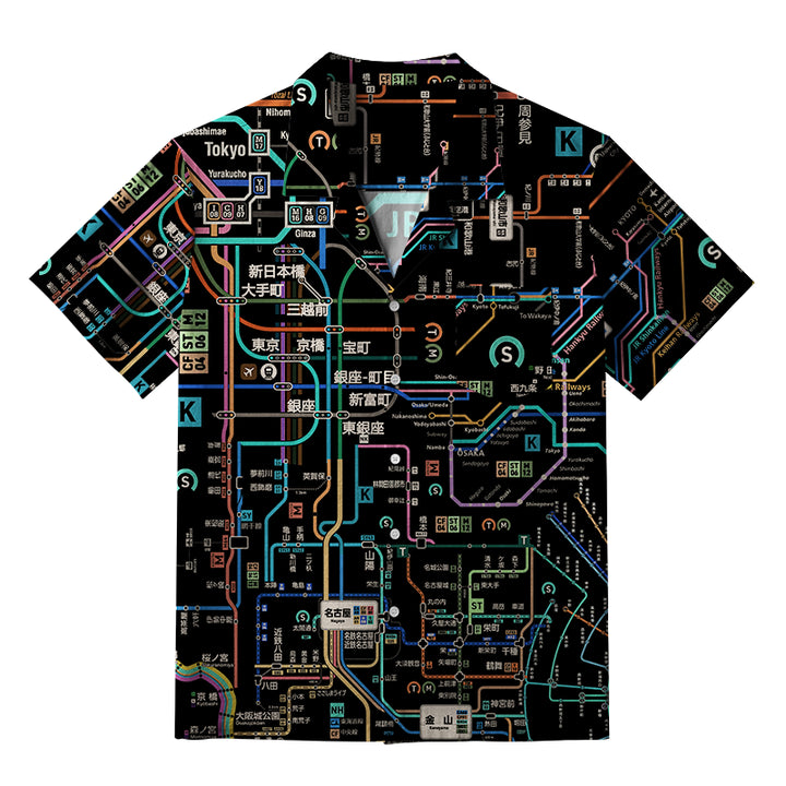 Tokyo Subway Map Black Aloha Hawaiian Shirt