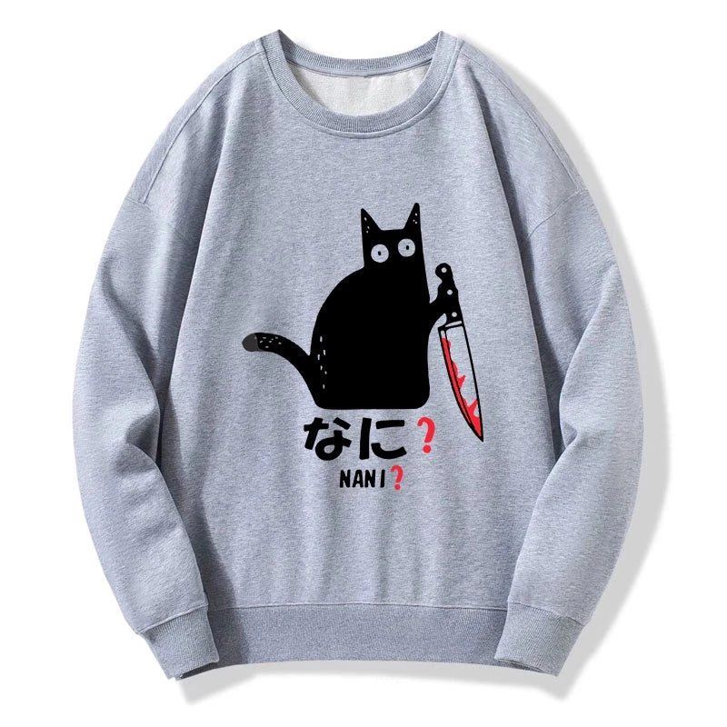 A Puzzled Cat Holding A Knife Sweatshirt