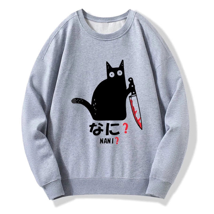 A Puzzled Cat Holding A Knife Sweatshirt
