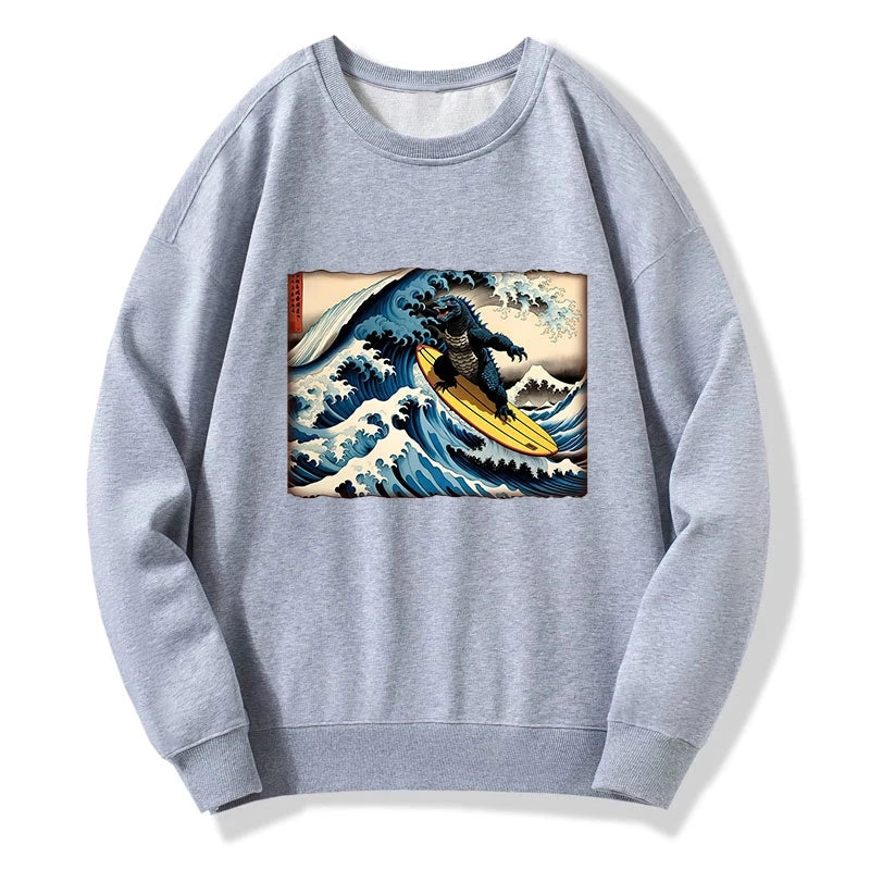 Dinosaur Surfing Japanese Sweatshirt