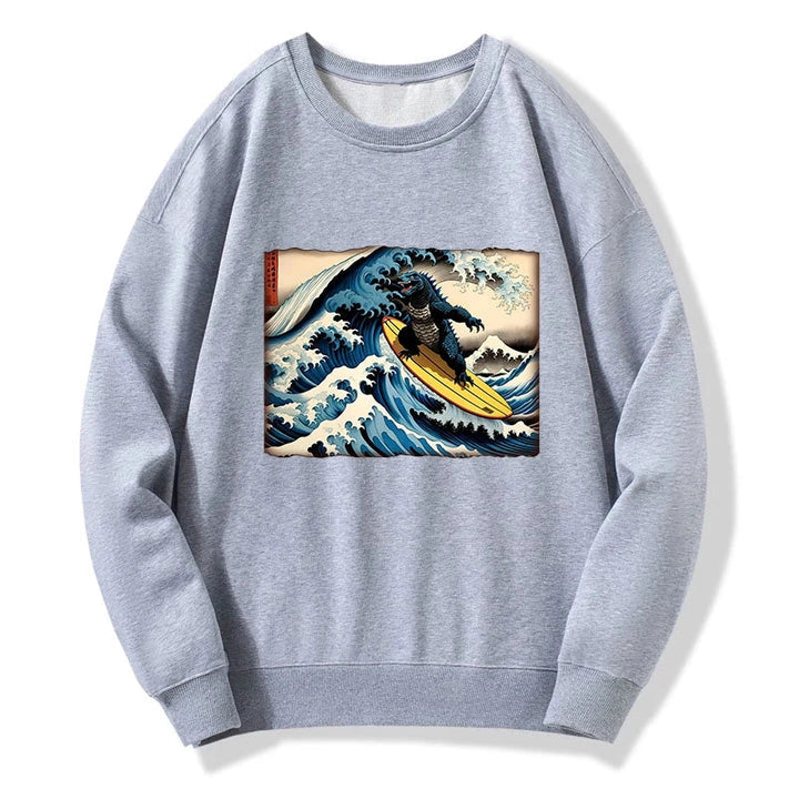 Dinosaur Surfing Japanese Sweatshirt