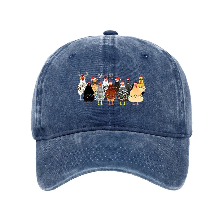 A Flock Of Christmas Chickens Washed Cap