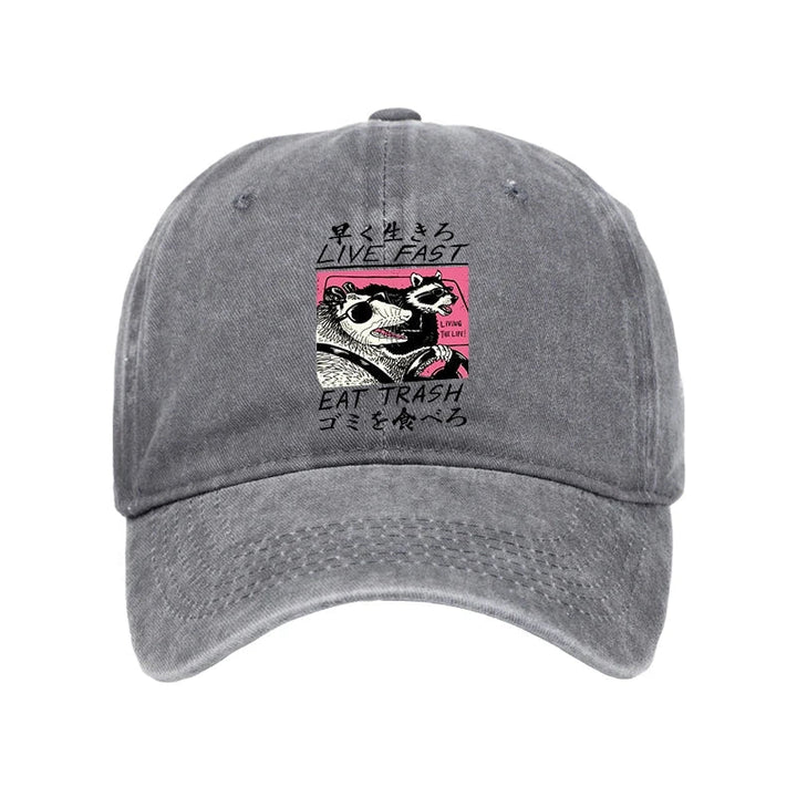 Live Fast Eat Trash Washed Cap