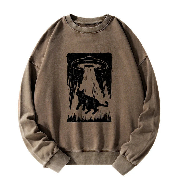 Cat Kidnapped By Aliens Washed Sweatshirt