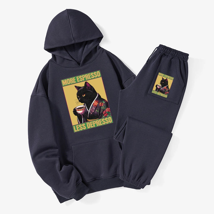 Up Caffeine Down Depression Fleece Lined Hoodie Set