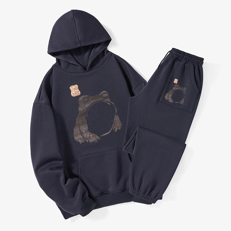 Matsumoto Hoji Woodblock Print Frog Fleece Lined Hoodie Set