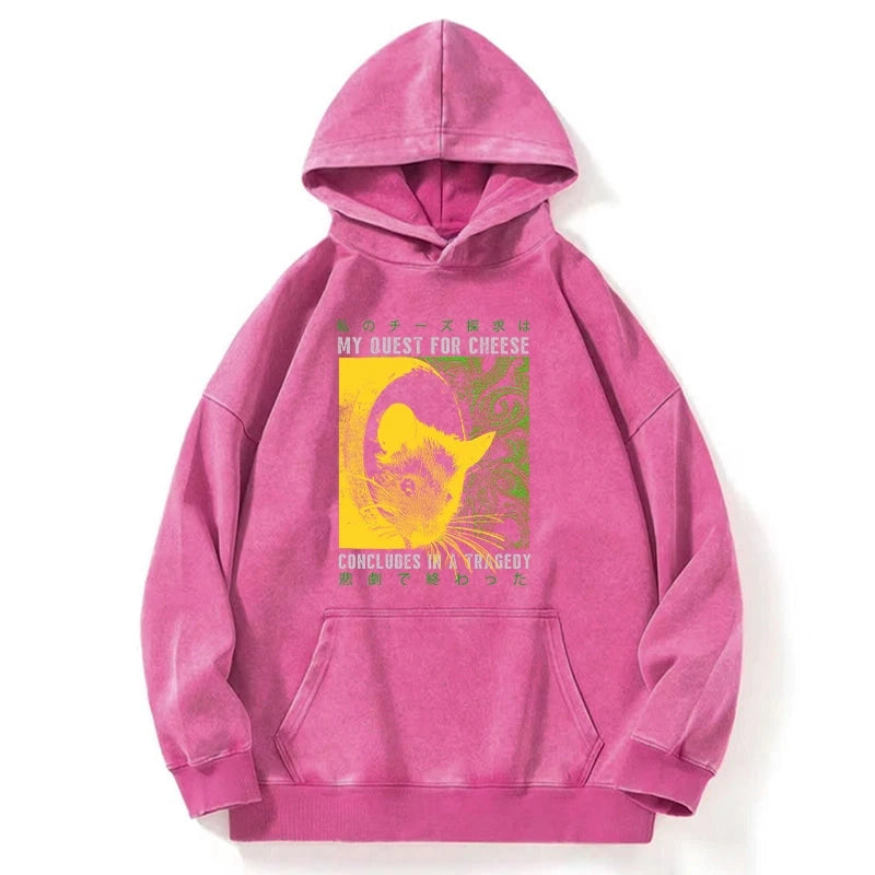 Mouse Has A Passion For Cheese Washed Hoodie