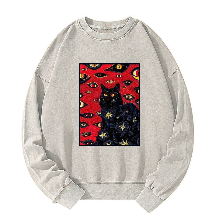 Mysterious Cat Washed Sweatshirt