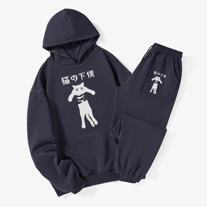 Cat Servant Japanese Fleece Lined Hoodie Set