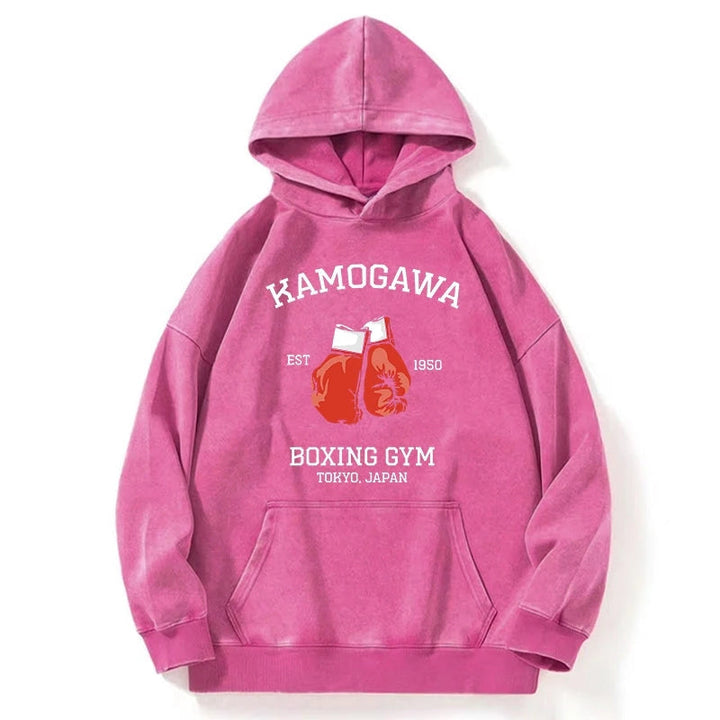 Retro Boxing Gloves Manga Anime Washed Hoodie