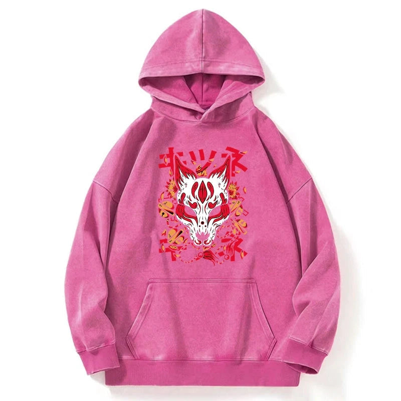 Japanese Kitsune Mask Washed Hoodie