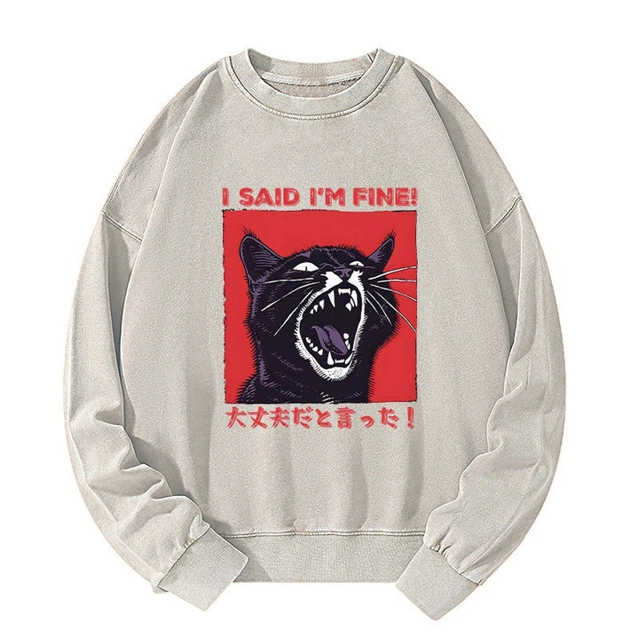 Angry Cat Japan Washed Sweatshirt